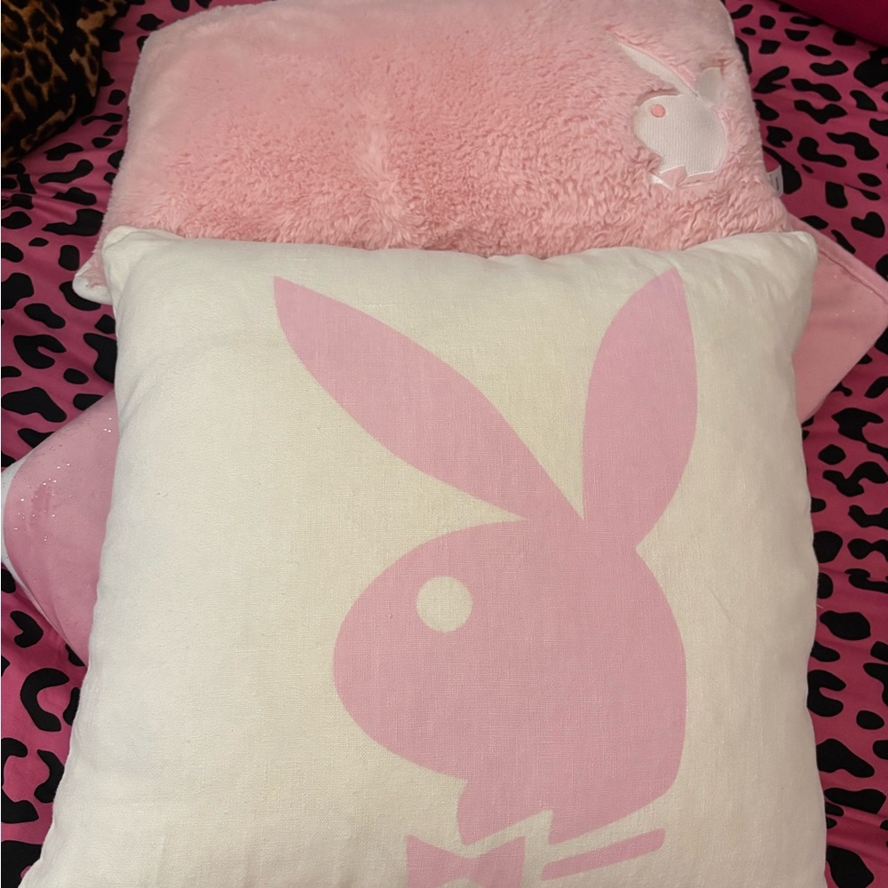 PLAYBOY Pink and White Decorative Pillows